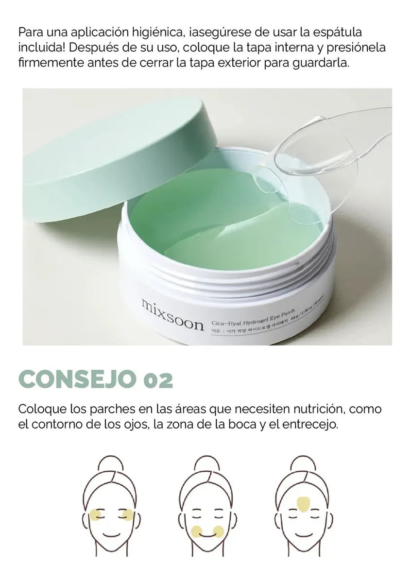 Mixsoon Cica-Hyal Hydrogel Eye Patch – Parches calmantes e hidratantes para ojos (60 pz)
